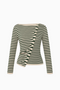 Gestreiftes Top mit diagonaler Knopfleiste