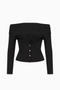 Off-The-Shoulder Button-Front Long-Sleeve Top