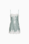 Scarlet Lace Trim Sequin Mini Dress