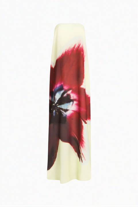 Robe longue fluide à motif floral sur fond clair