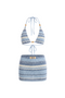 Sunset Stripe Halter Bikini and Mini Skirt Set