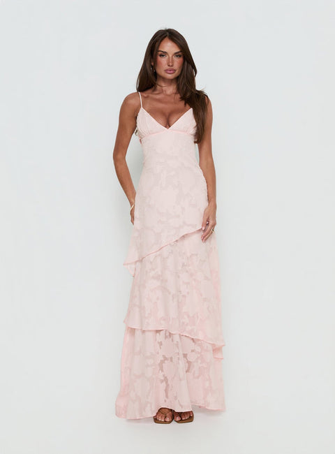 Robe longue à volants blush - DOS ET FILIGRANE MANQUANTS