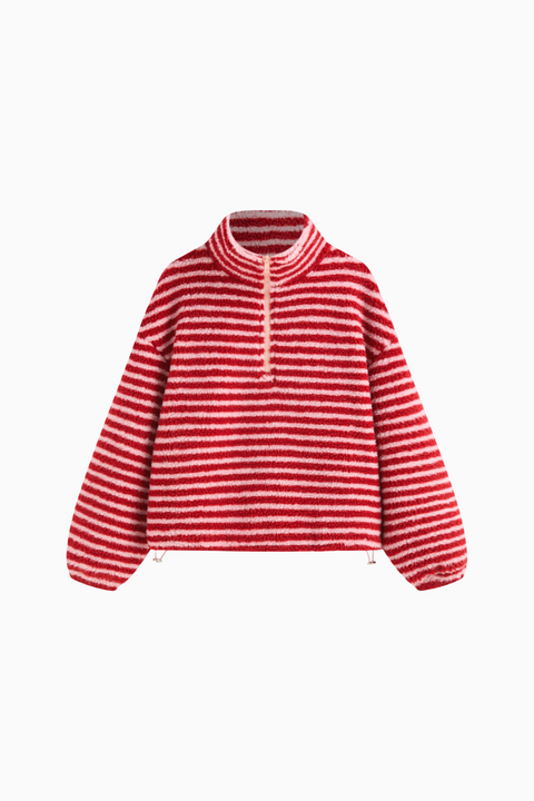 Striped Sherpa Quarter-Zip Pullover