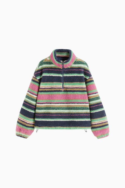 Striped Sherpa Quarter-Zip Pullover