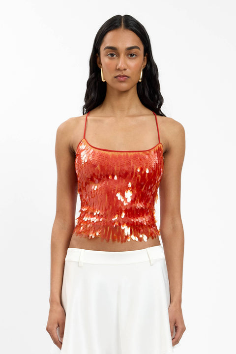 Haut à sequins orange 10 ?