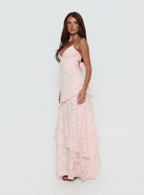 Robe longue à volants blush - DOS ET FILIGRANE MANQUANTS