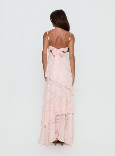 Robe longue à volants blush - DOS ET FILIGRANE MANQUANTS