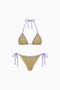 Bikini a triangolo a righe con bordo a contrasto