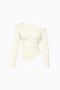 Ivory Wrap-Effect Long Sleeve Top