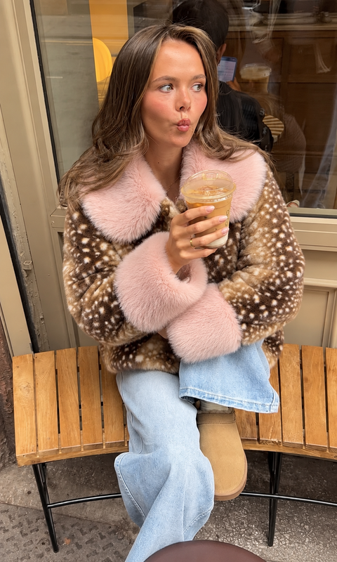 Bambi Print Faux Fur Jacket
