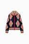 Argyle Pattern Zip Cardigan