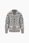 Paisley Motif Stand-Collar Cardigan