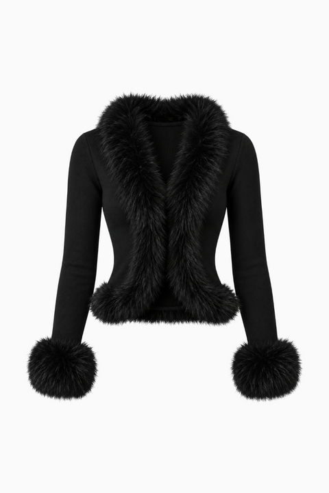 Faux Fur Trim Cardigan
