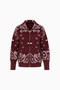 Paisley Motif Stand-Collar Cardigan