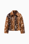 Fawn Pattern Fuzz Bomber Jacket