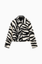 Zebra Pattern Faux Fur Coat