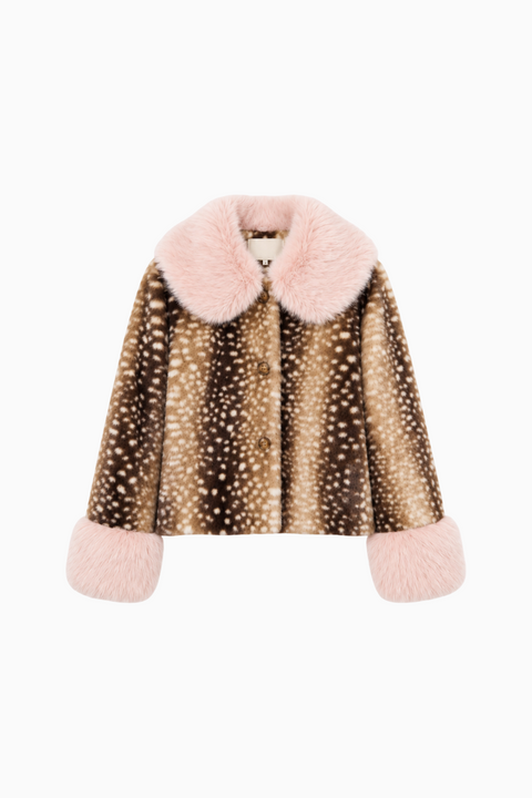 Bambi Print Faux Fur Jacket