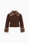 Fawn Print Collar & Cuffs Cropped Jacket