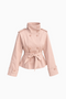 Coquette Pastel Pink Tie-Waist Cropped Trench Jacket