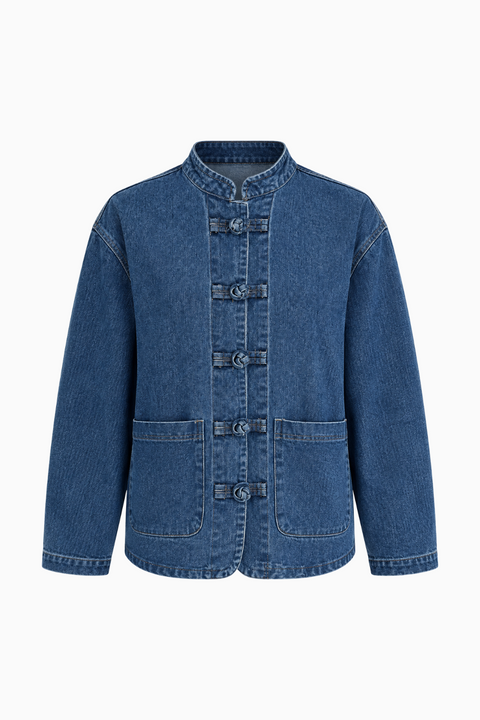 Giacca di jeans con colletto alla coreana