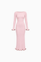 Maxikleid mit Kontrastkanten und Rüschensaum