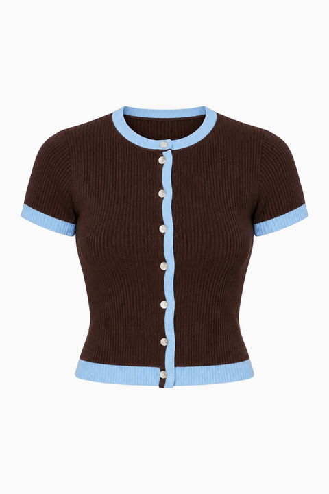 Ribbed Contrast Cardigan