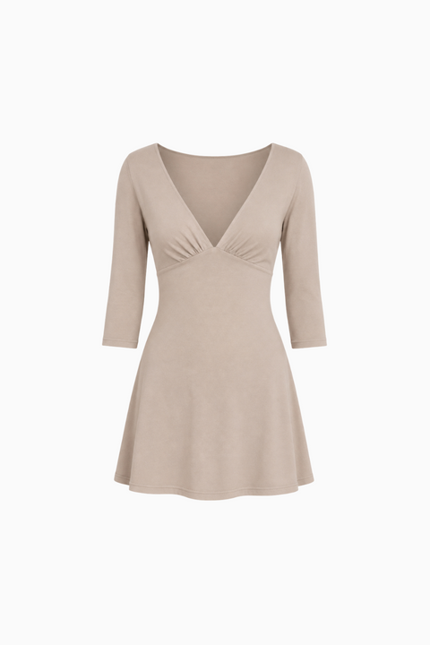 Baby Pink V-Neck Empire Waist Mini Dress