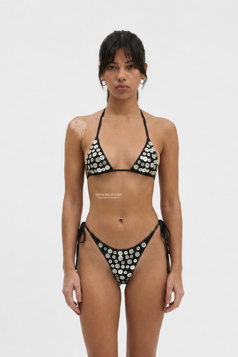 Bikini ficelle à disques en nacre