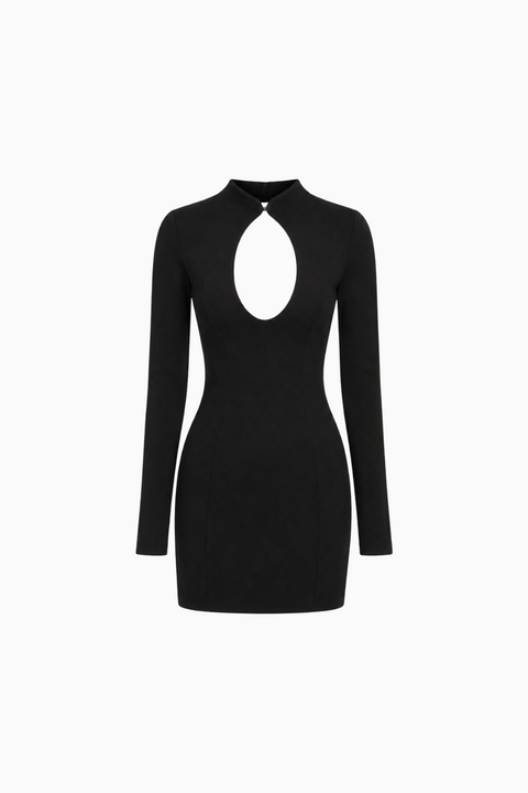 Keyhole Long-Sleeve Mini Dress