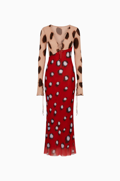 Robe longue transparente à imprimé mélangé