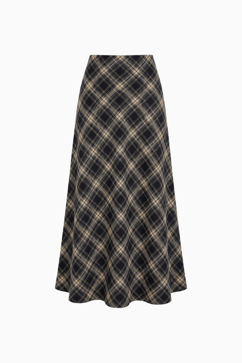 A-Line Plaid Maxi Skirt