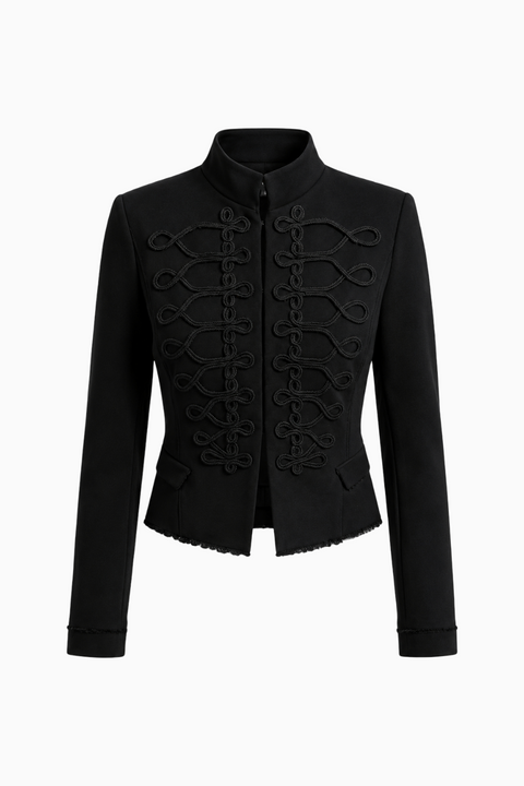 Giacca militare nera sartoriale stile ussaro
