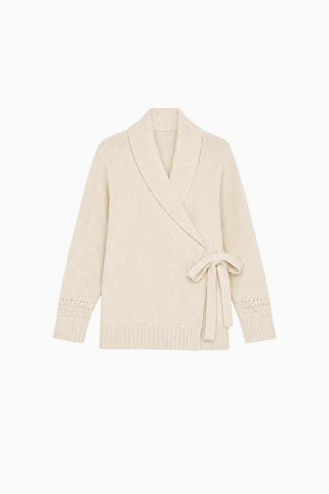 Shawl Collar Tie-Waist Wrap Cardigan