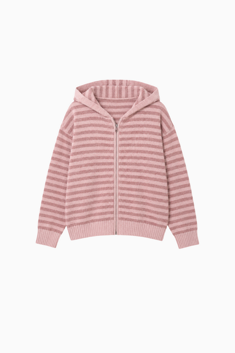 Plush Casual Striped Hoodie