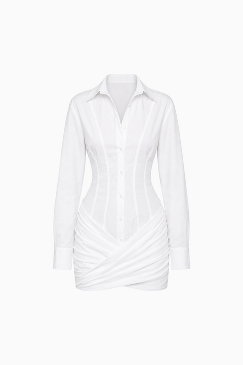Robe chemise portefeuille froncée