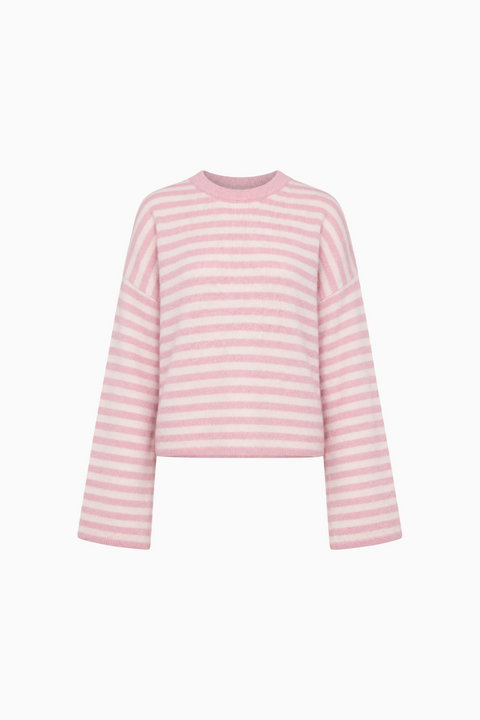 Oversized Striped Knit Crewneck Sweater