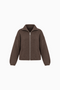 Brown Striped Funnel-Neck Zip Cardigan