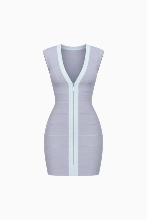 Periwinkle Contrast Trim Bandage Bodycon Dress
