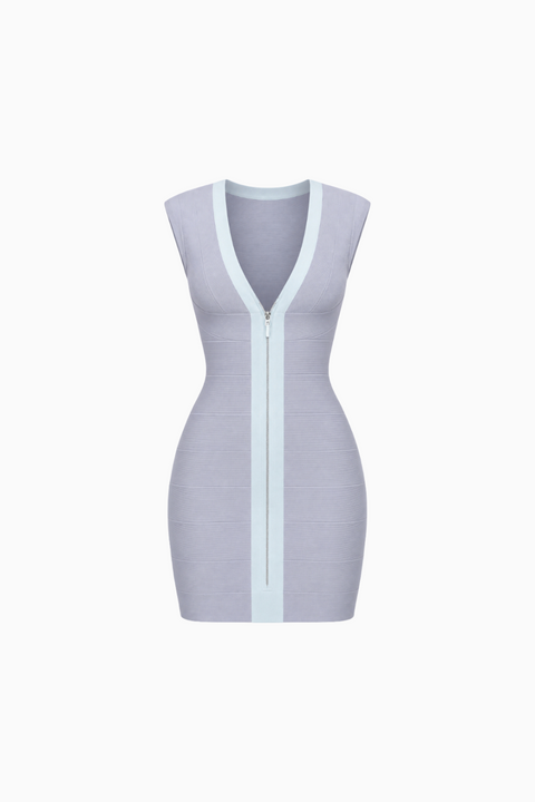 Periwinkle Contrast Trim Bandage Bodycon Dress