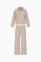 Striped Collared Long Sleeve and Wide Leg Pant Set