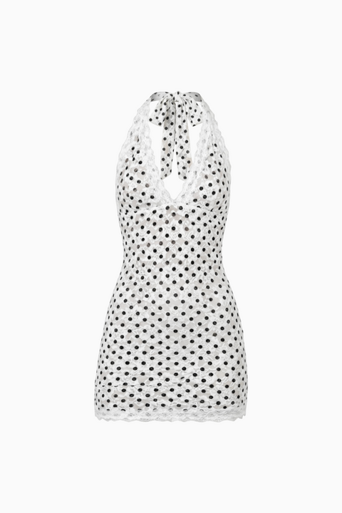 Mini-robe dos nu à pois