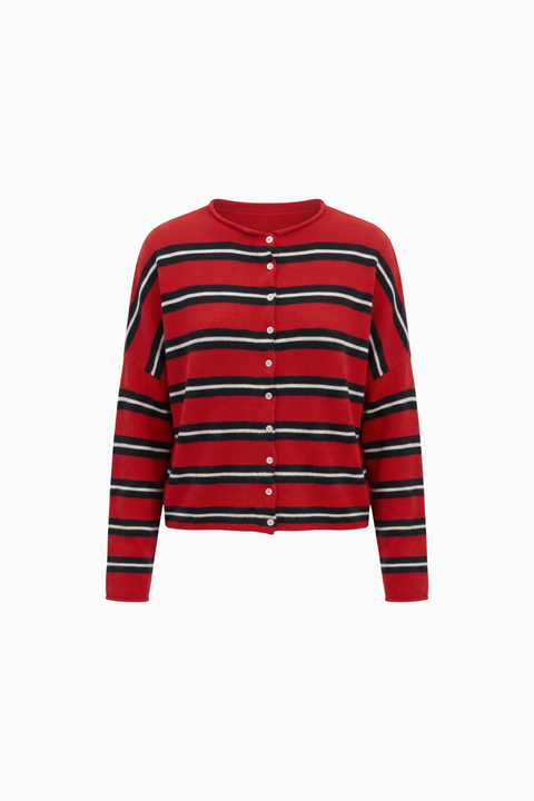 Relaxed Striped Cashmere-Blend Cardigan