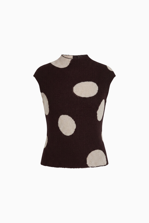 Polka Dot Mock Neck Knit Top