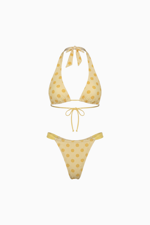 Biquíni amarelo-sol de bolinhas