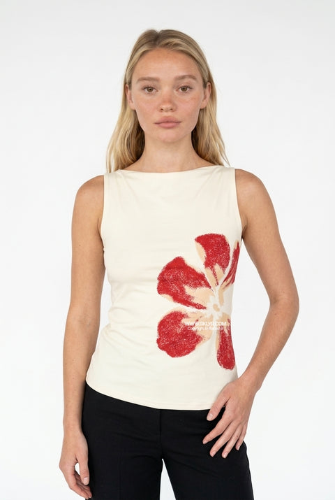 Hibiskus-Top mit Grafikdruck
