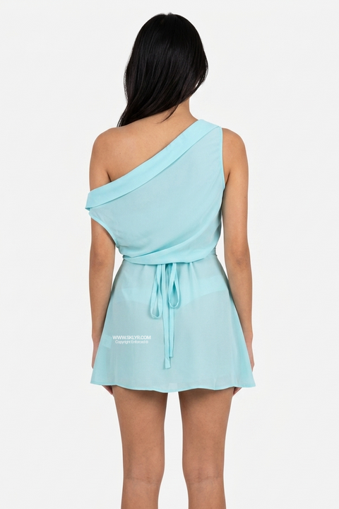 Asymmetrisches Chiffon-Minikleid