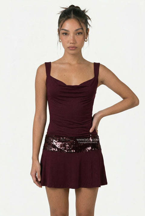 Deep Plum Fitted Mini Dress