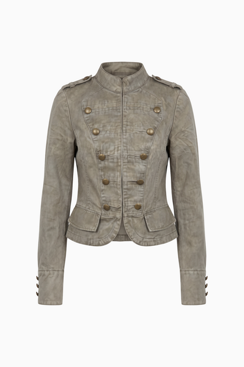 Giacca stile militare aderente in cotone lavato