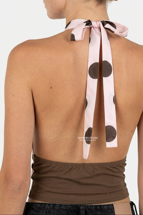 Rosa Oberteil mit Chiffon-Punkten