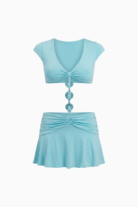 Aqua Plunge V-Ausschnitt Strandkleid